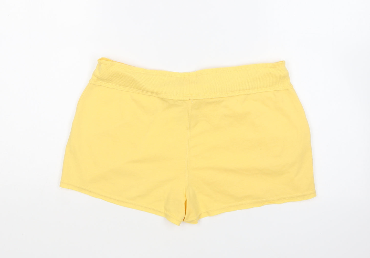 Matalan Womens Yellow Polyester Sweat Shorts Size 14 L4 in Regular Drawstring