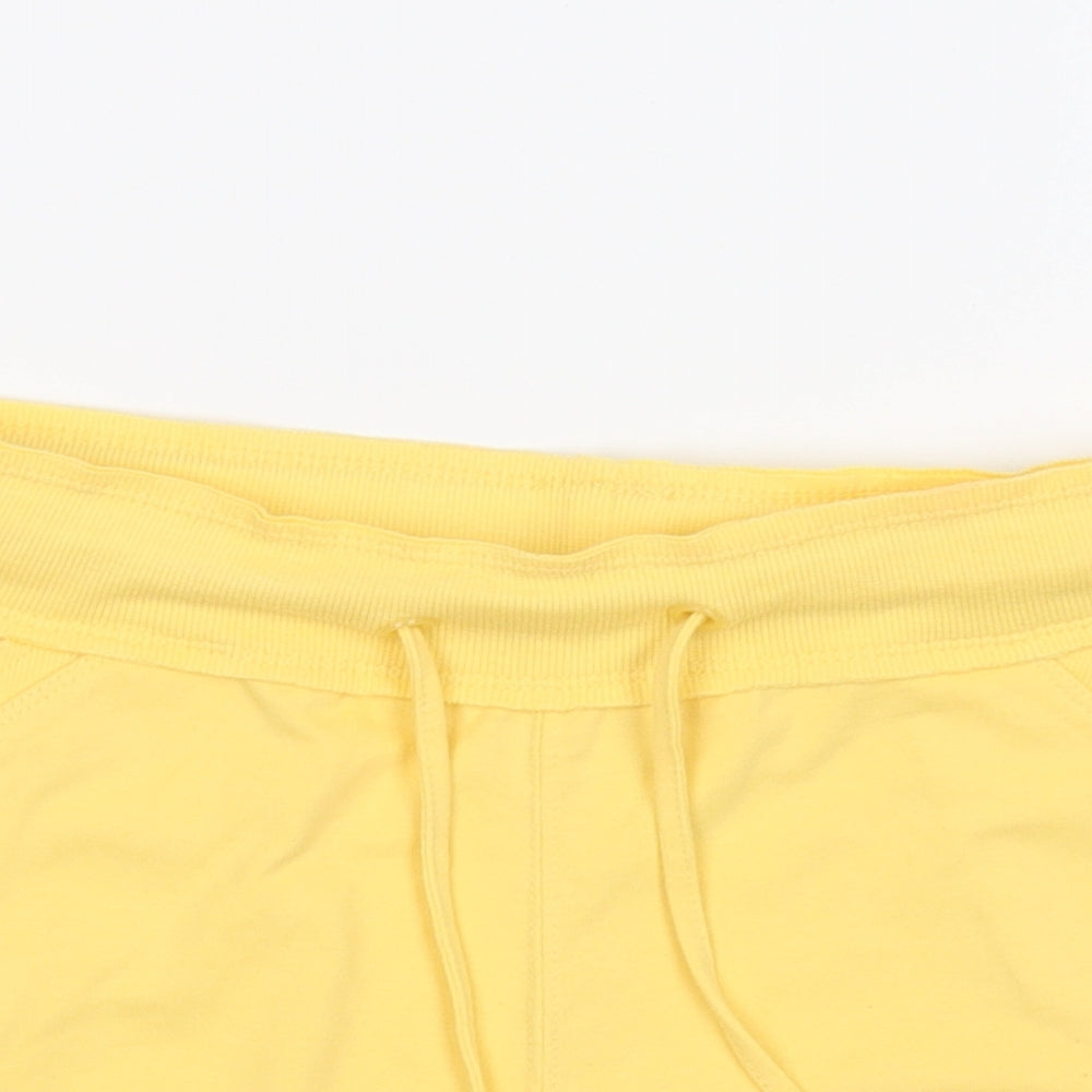 Matalan Womens Yellow Polyester Sweat Shorts Size 14 L4 in Regular Drawstring
