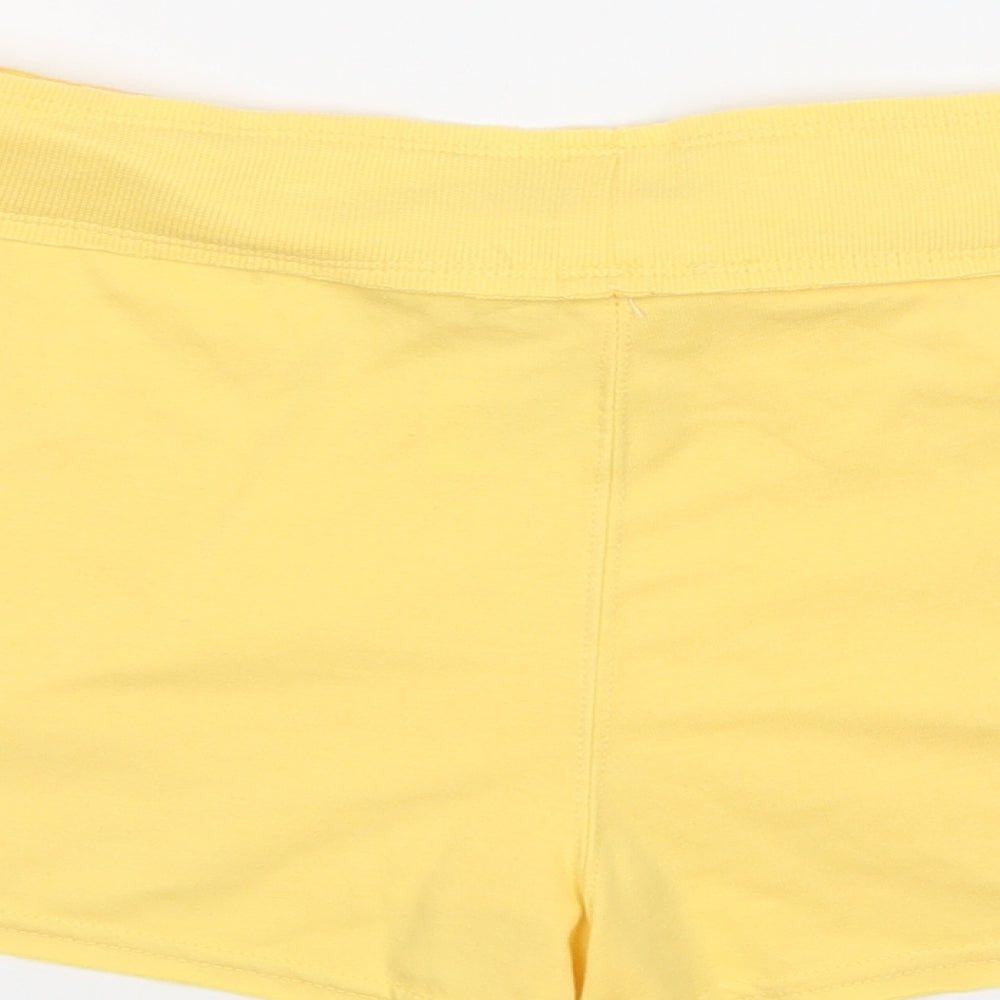 Matalan Womens Yellow Polyester Sweat Shorts Size 14 L4 in Regular Drawstring