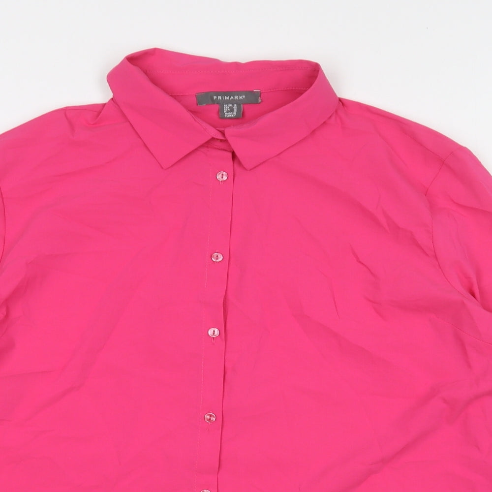 Primark Womens Pink Cotton Basic Button-Up Size 18 Collared