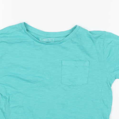 NEXT Boys Green Cotton Basic T-Shirt Size 8 Years Round Neck Pullover