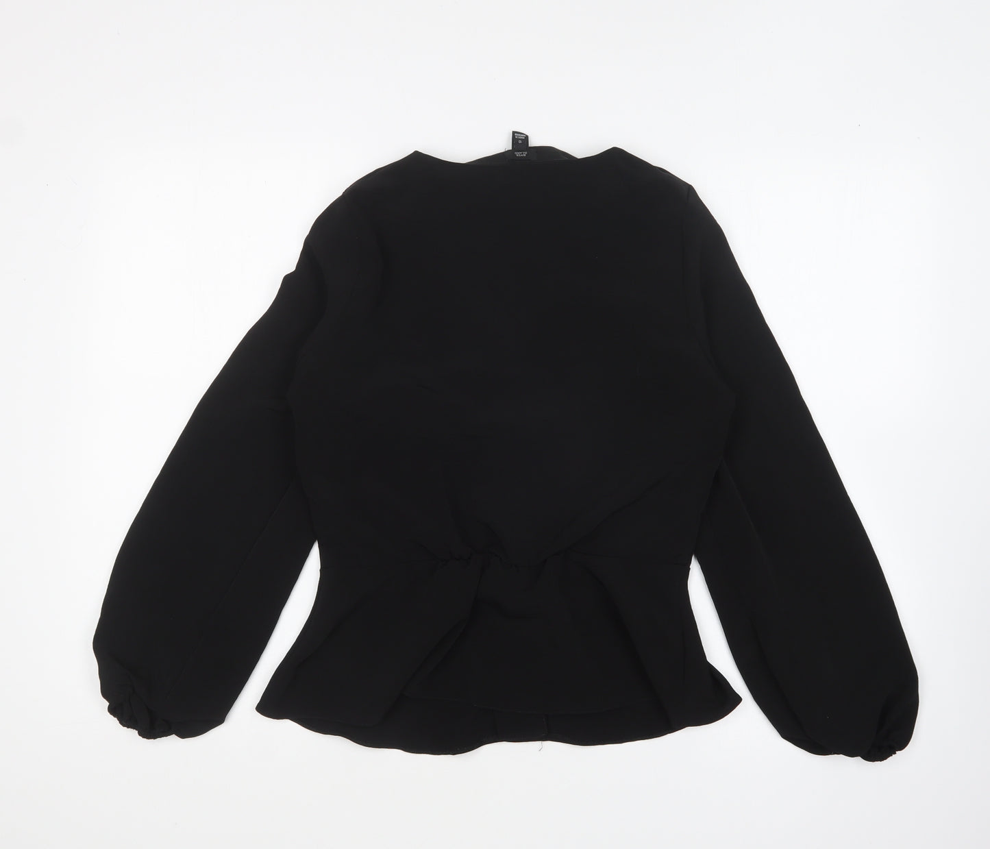 River Island Womens Black Polyester Basic Button-Up Size 10 V-Neck