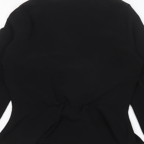 River Island Womens Black Polyester Basic Button-Up Size 10 V-Neck