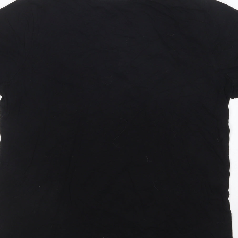 Pep & Co Womens Black Cotton Basic T-Shirt Size 8 Round Neck - New York