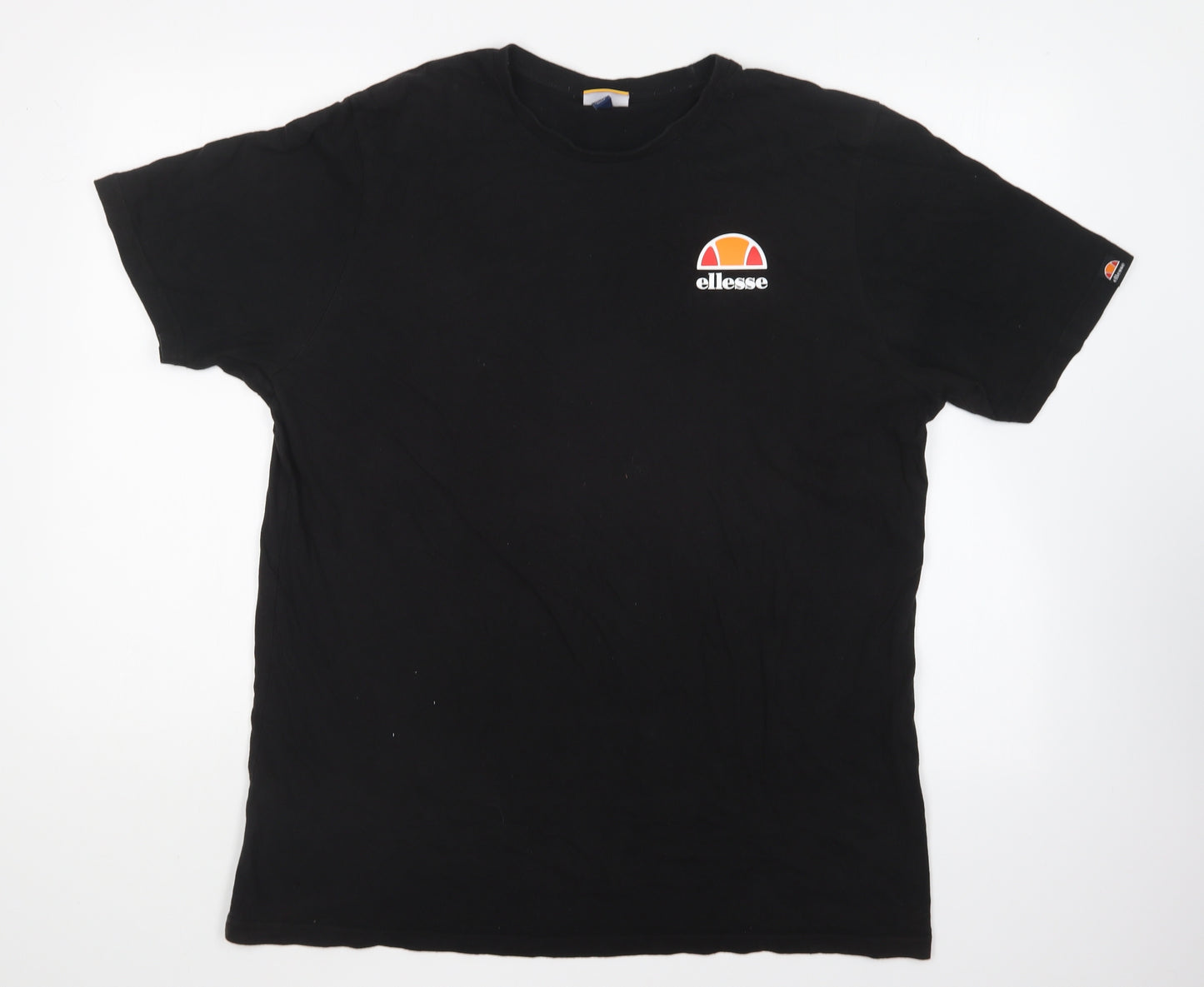 ellesse Mens Black Cotton T-Shirt Size XL Round Neck