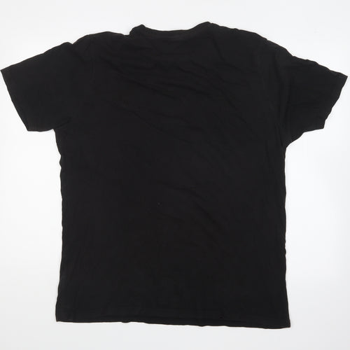 ellesse Mens Black Cotton T-Shirt Size XL Round Neck