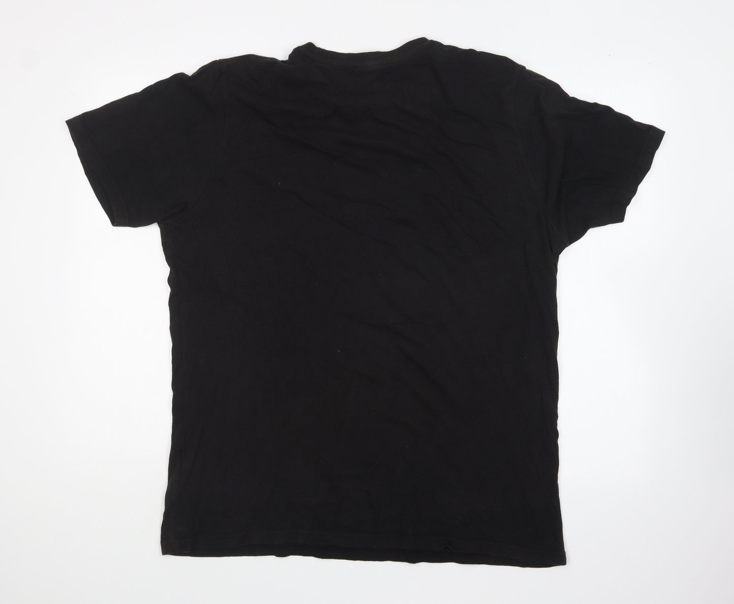 ellesse Mens Black Cotton T-Shirt Size XL Round Neck