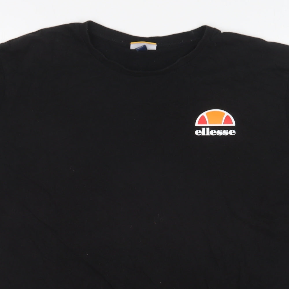 ellesse Mens Black Cotton T-Shirt Size XL Round Neck