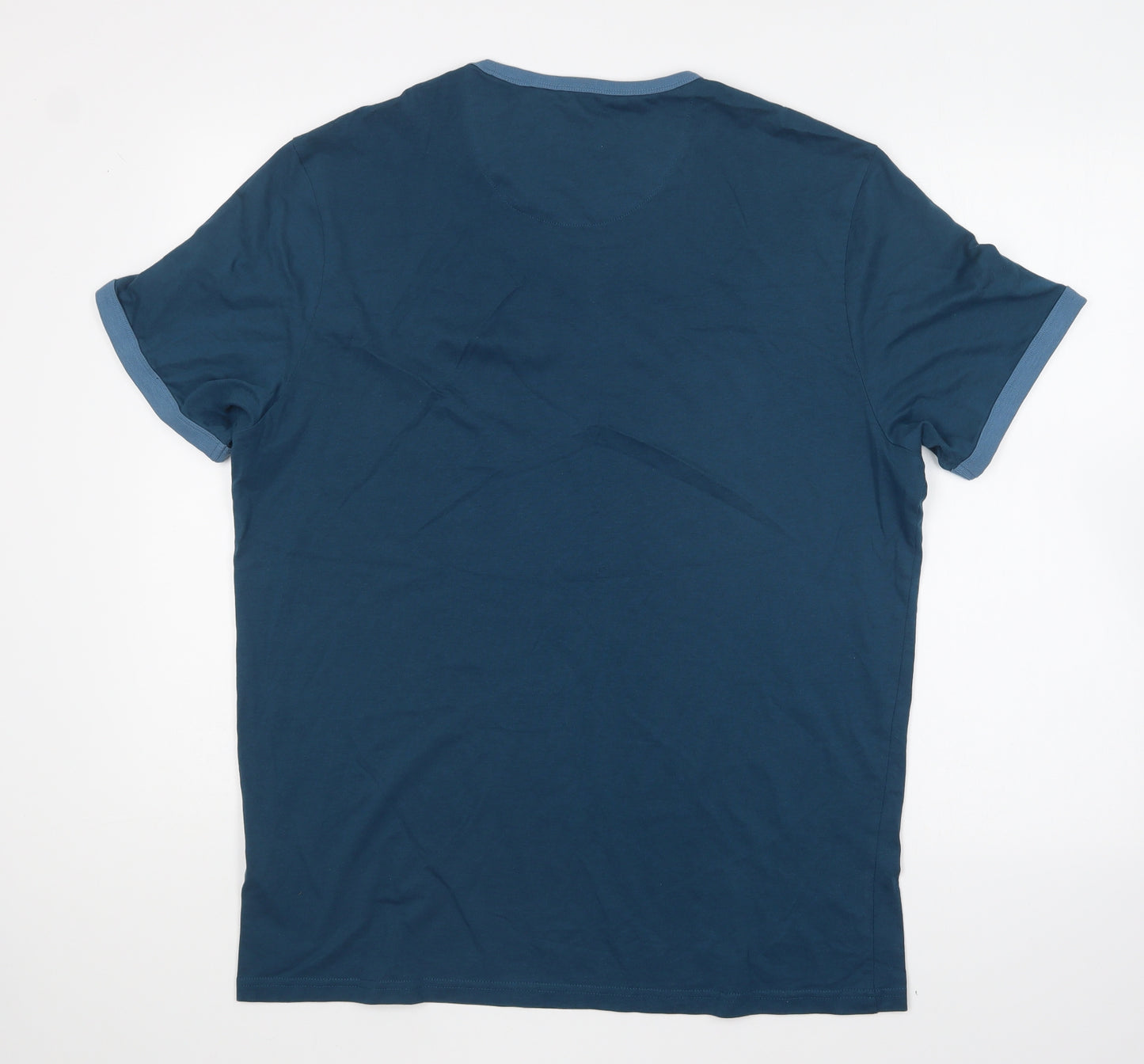 Farah Mens Blue Cotton T-Shirt Size XL Round Neck