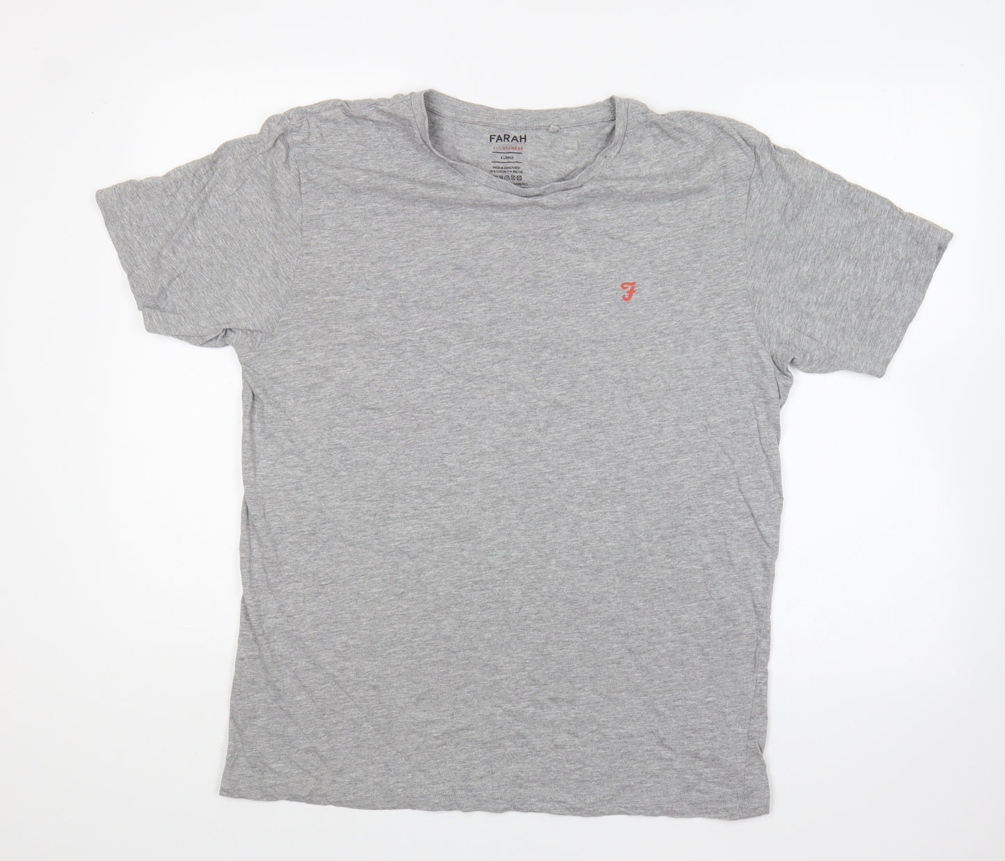 Farah Mens Grey Cotton T-Shirt Size XL Round Neck