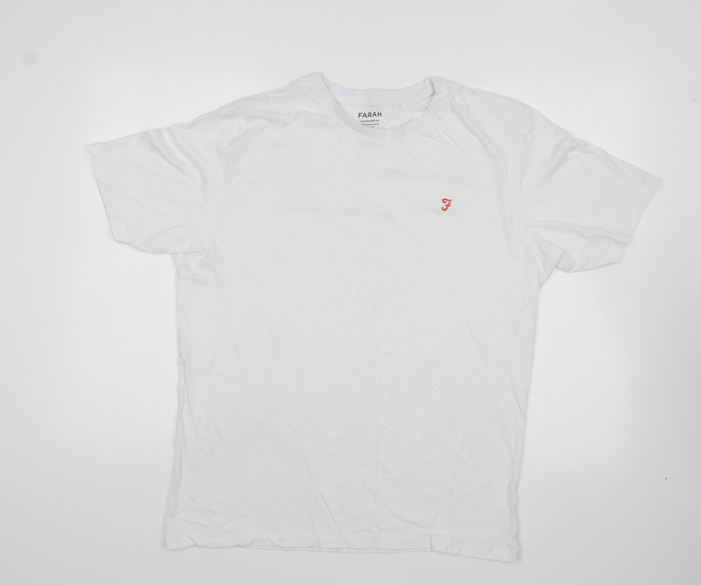 Farah Mens White Cotton T-Shirt Size XL Round Neck