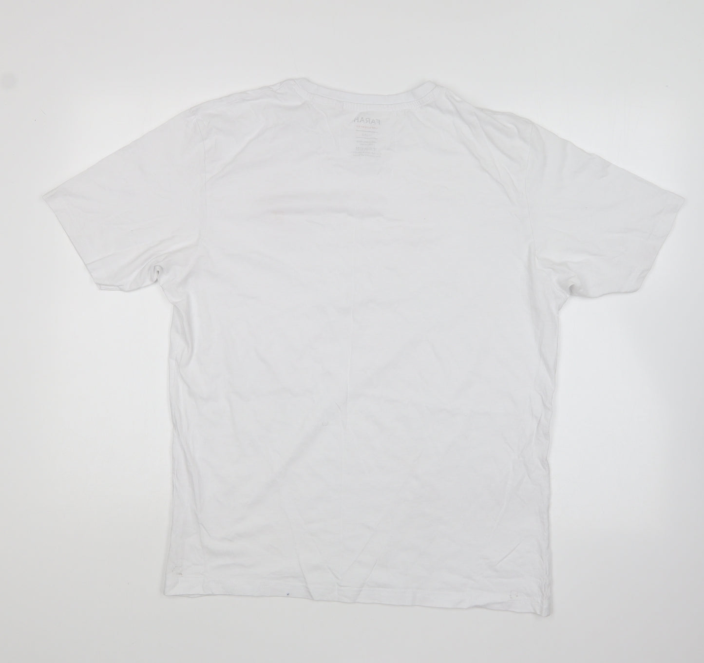 Farah Mens White Cotton T-Shirt Size XL Round Neck