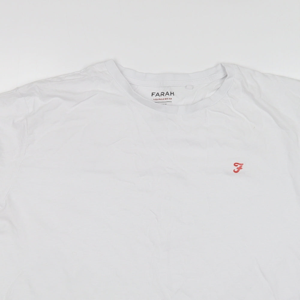 Farah Mens White Cotton T-Shirt Size XL Round Neck