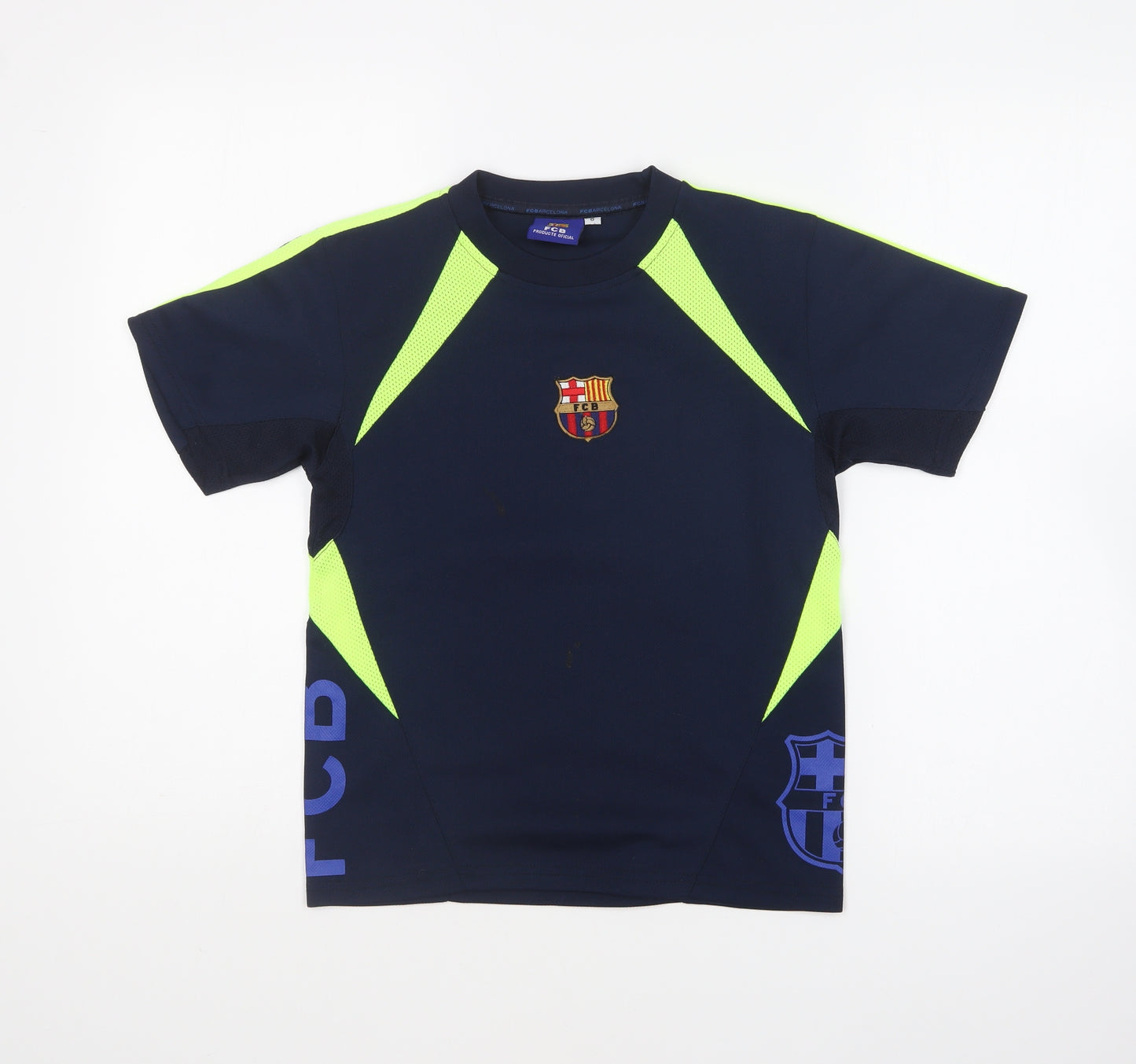 FC Barcelona Boys Blue Polyester Basic T-Shirt Size 8 Years Round Neck Pullover - Barcelona FC