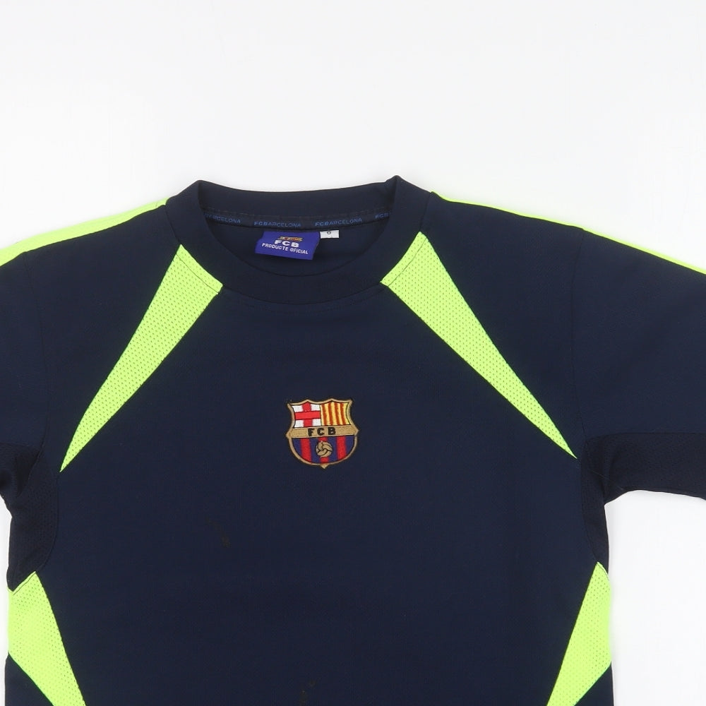 FC Barcelona Boys Blue Polyester Basic T-Shirt Size 8 Years Round Neck Pullover - Barcelona FC