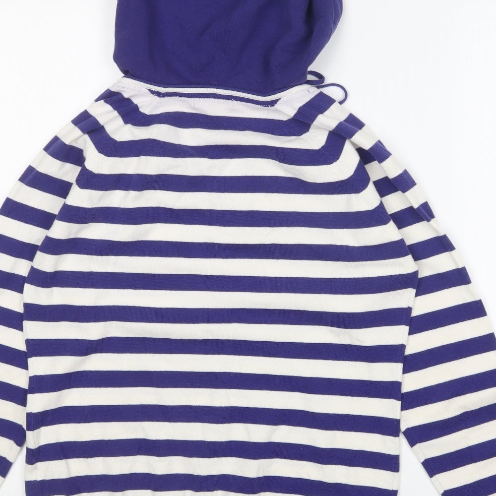 Dunnes Stores Womens Purple Striped Cotton Pullover Hoodie Size 14 Pullover