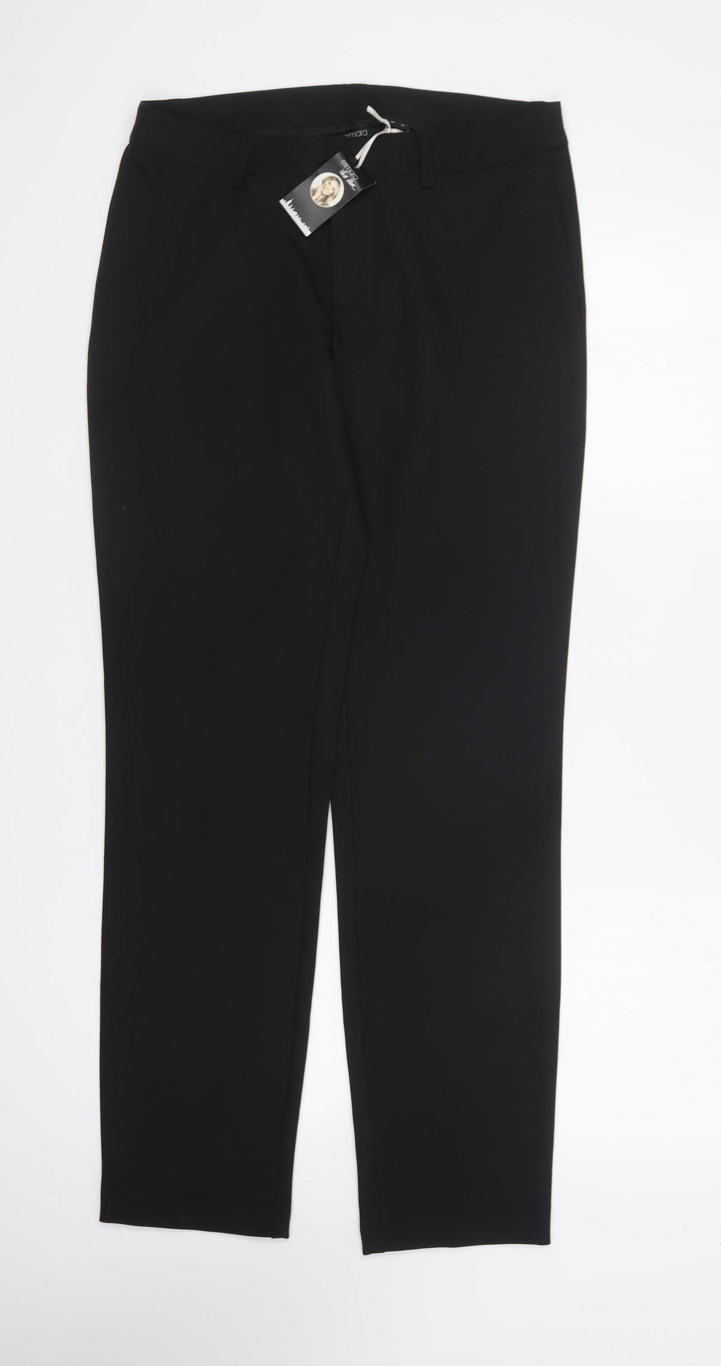 ESMARA Womens Black Polyester Trousers Size 12 L29 in Regular Button