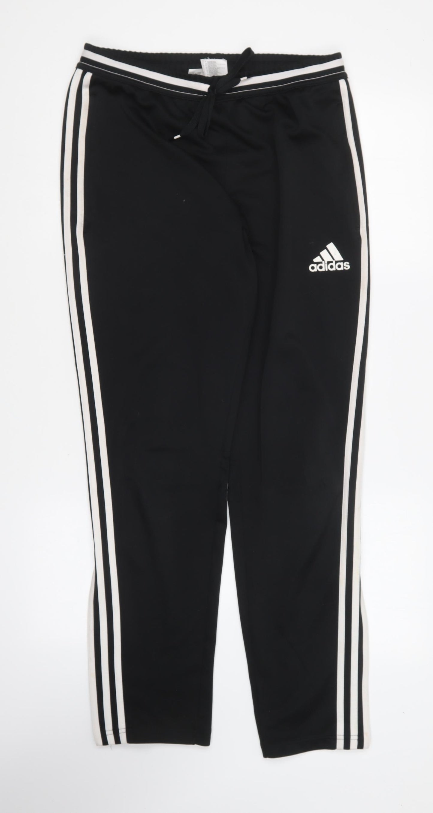 adidas Mens Black Polyester Jogger Trousers Size M L30 in Regular Drawstring