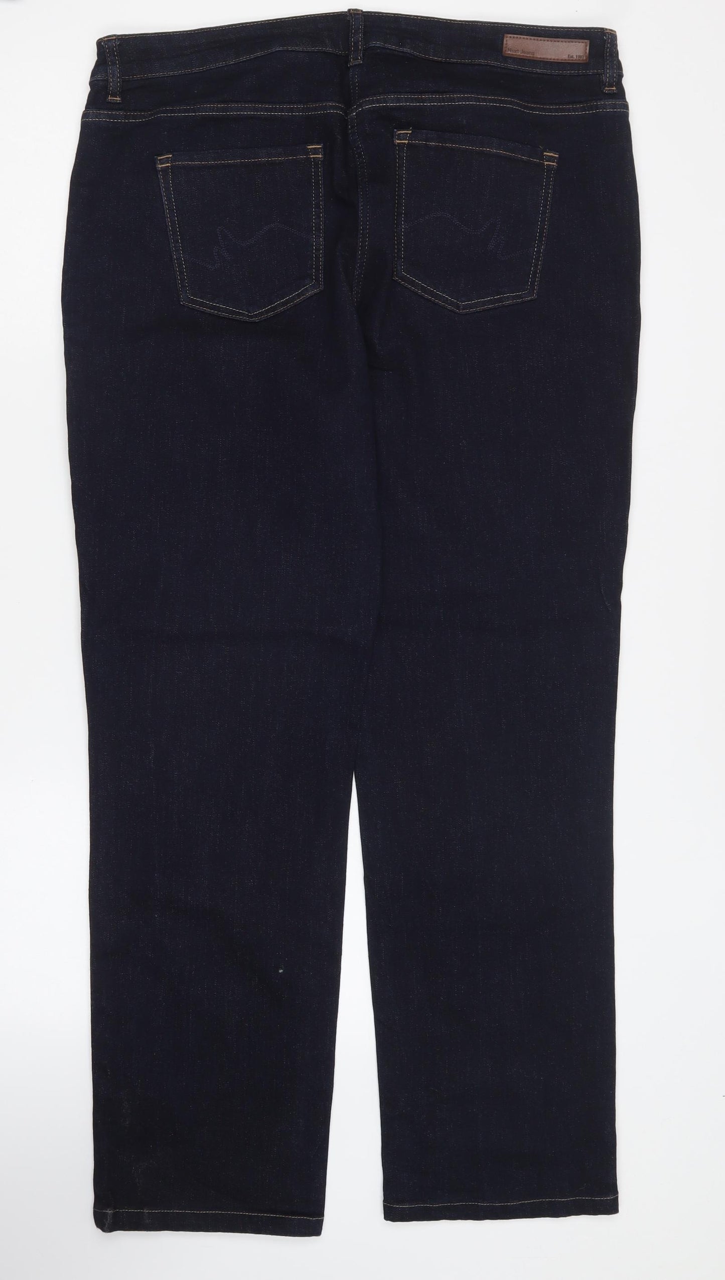 NEXT Womens Blue Cotton Straight Jeans Size 18 L29 in Regular Button