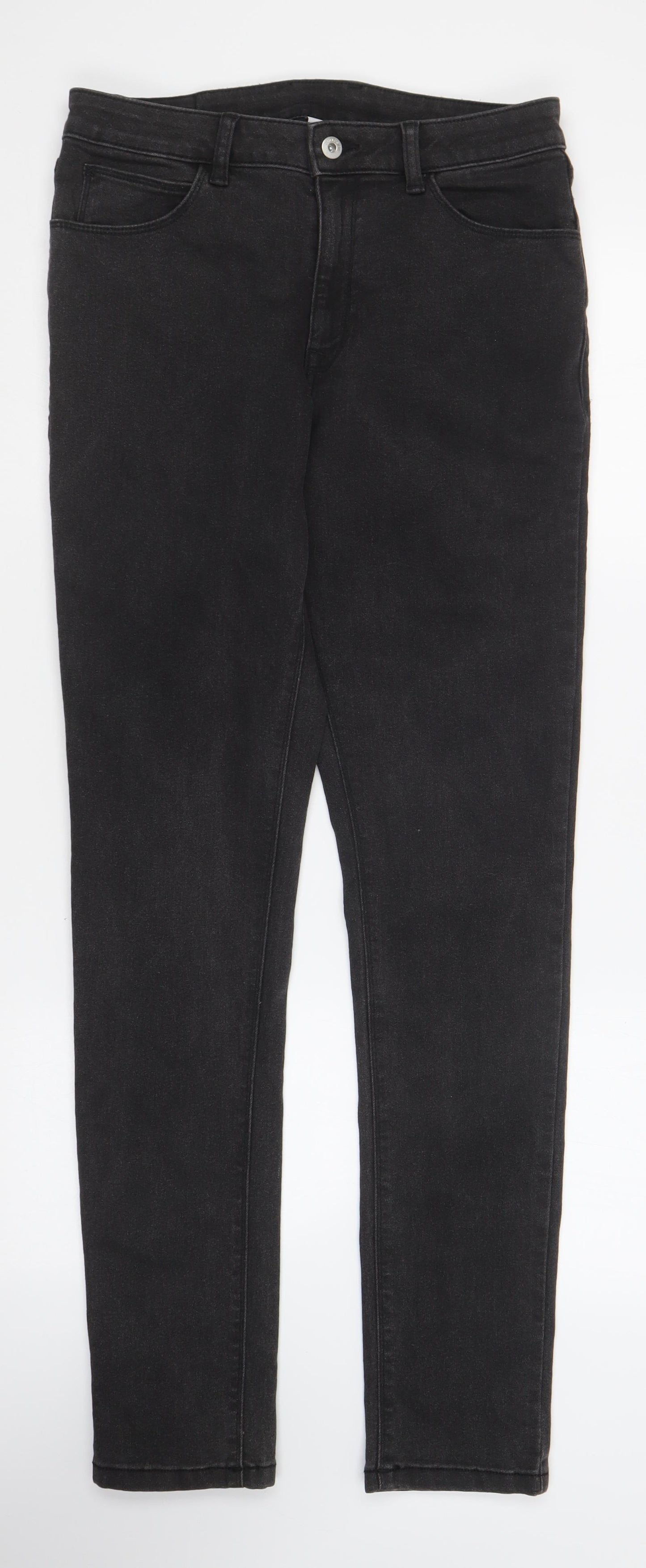 COLLUSION Mens Black Cotton Blend Skinny Jeans Size 32 in L34 in Regular Button