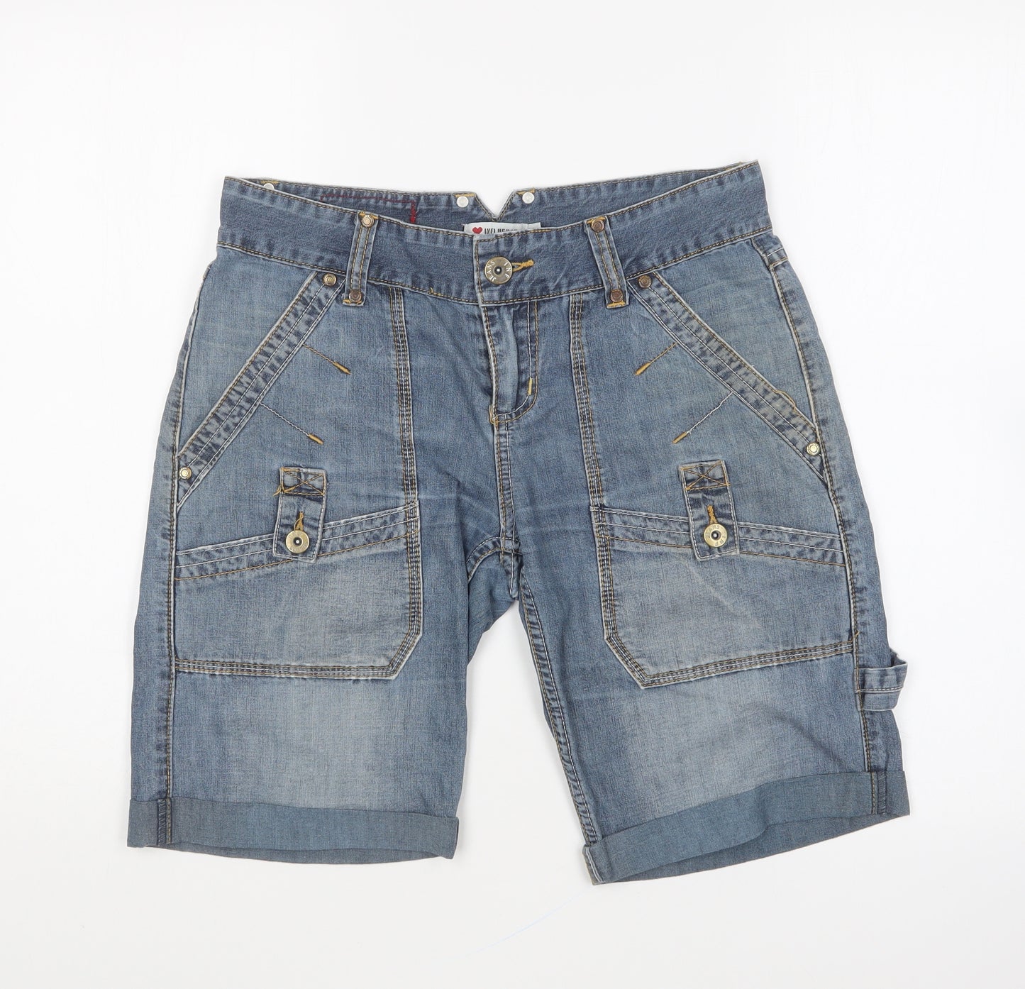 Influence Womens Blue Cotton Chino Shorts Size 8 L9 in Regular Button