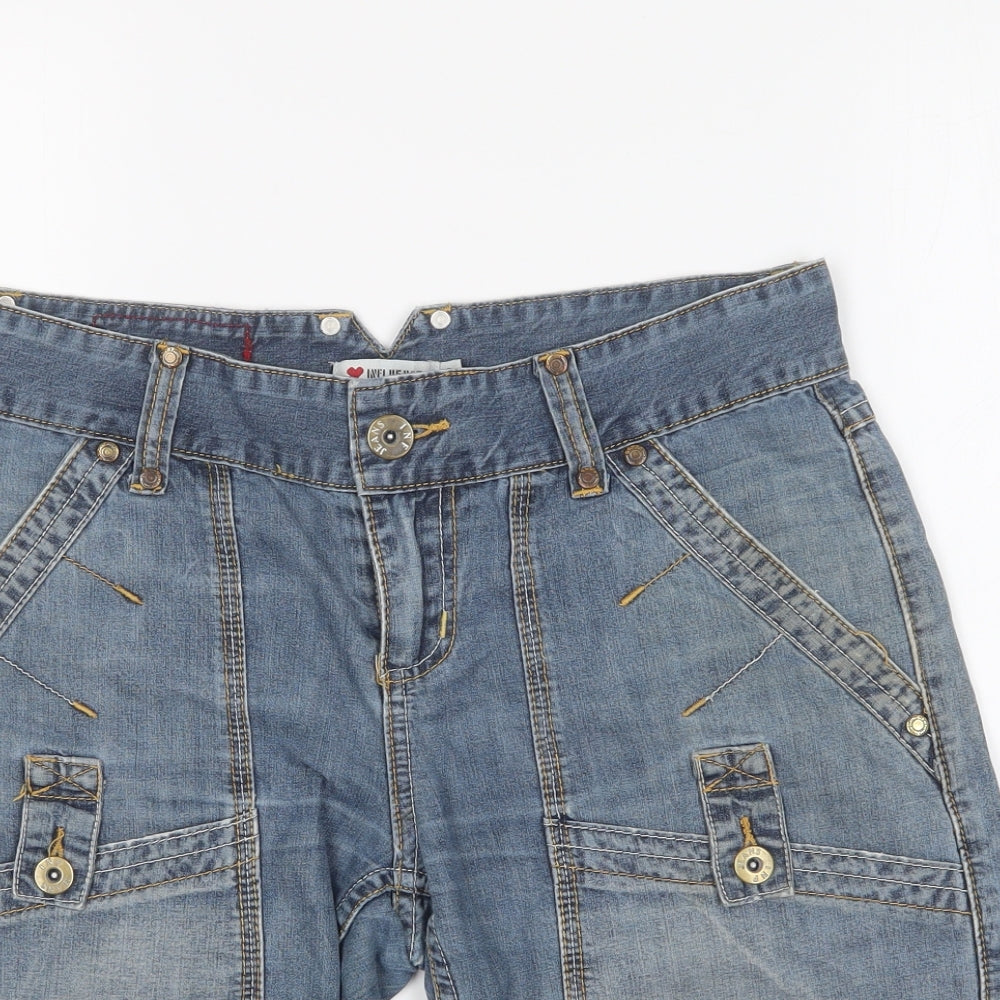 Influence Womens Blue Cotton Chino Shorts Size 8 L9 in Regular Button
