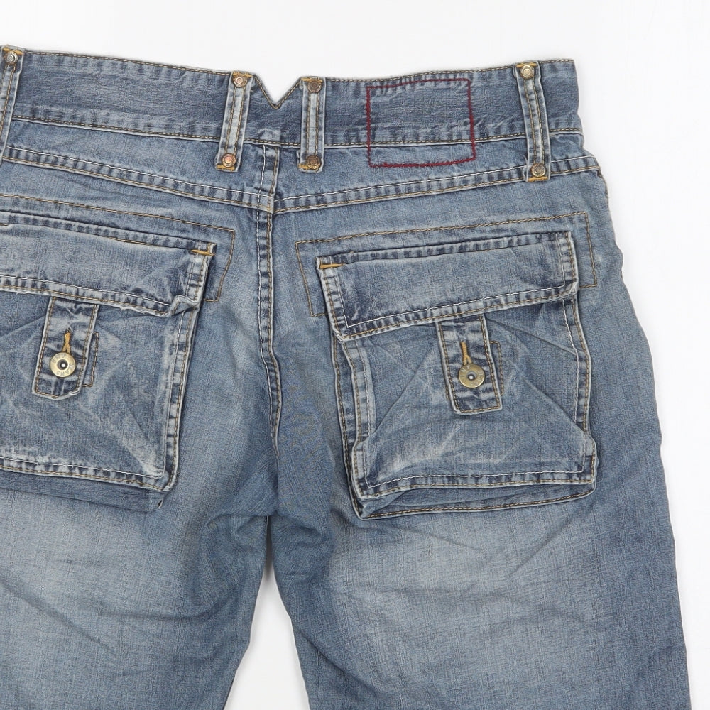 Influence Womens Blue Cotton Chino Shorts Size 8 L9 in Regular Button