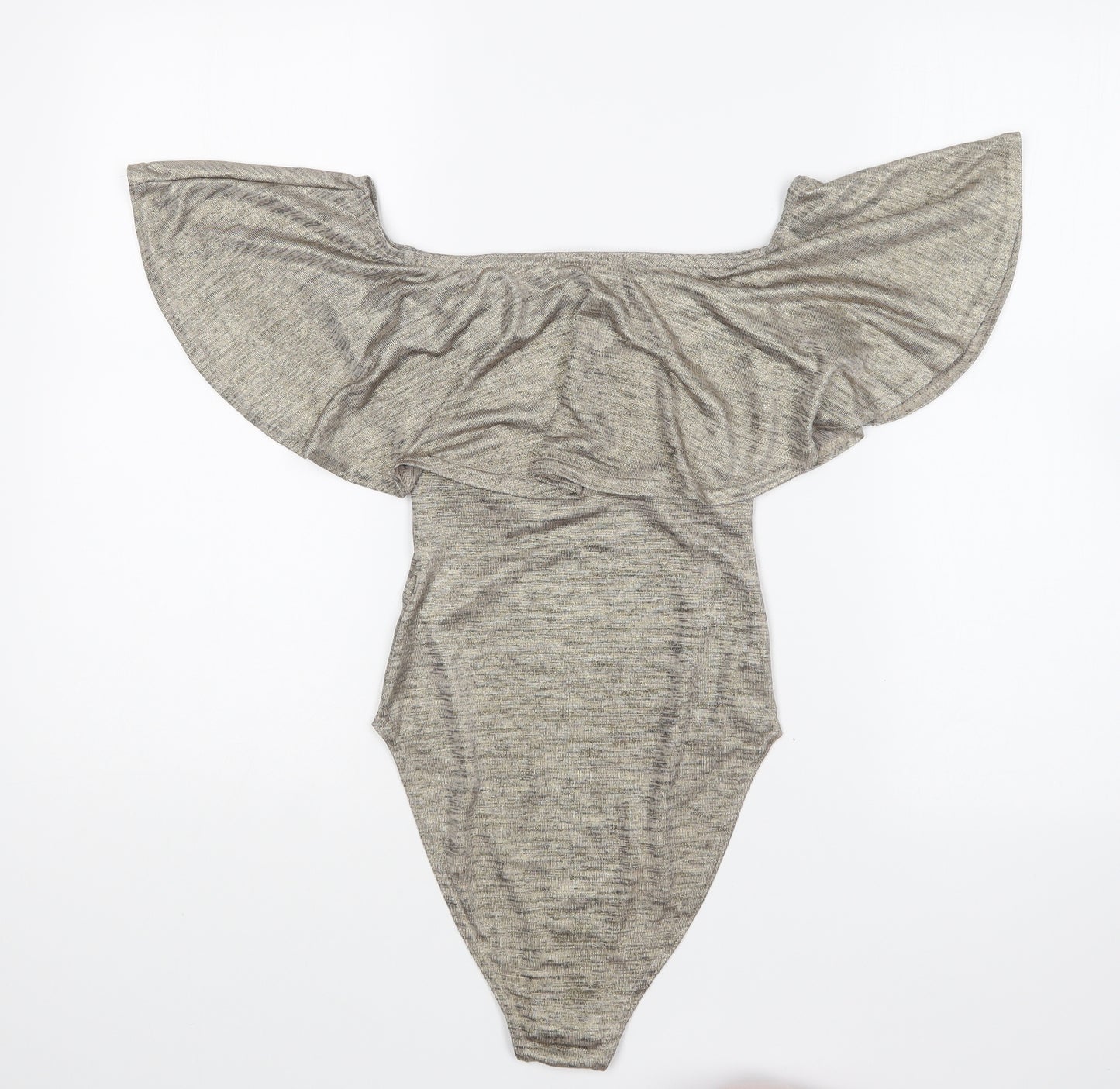 New Look Womens Gold Polyester Bodysuit One-Piece Size 10 Snap