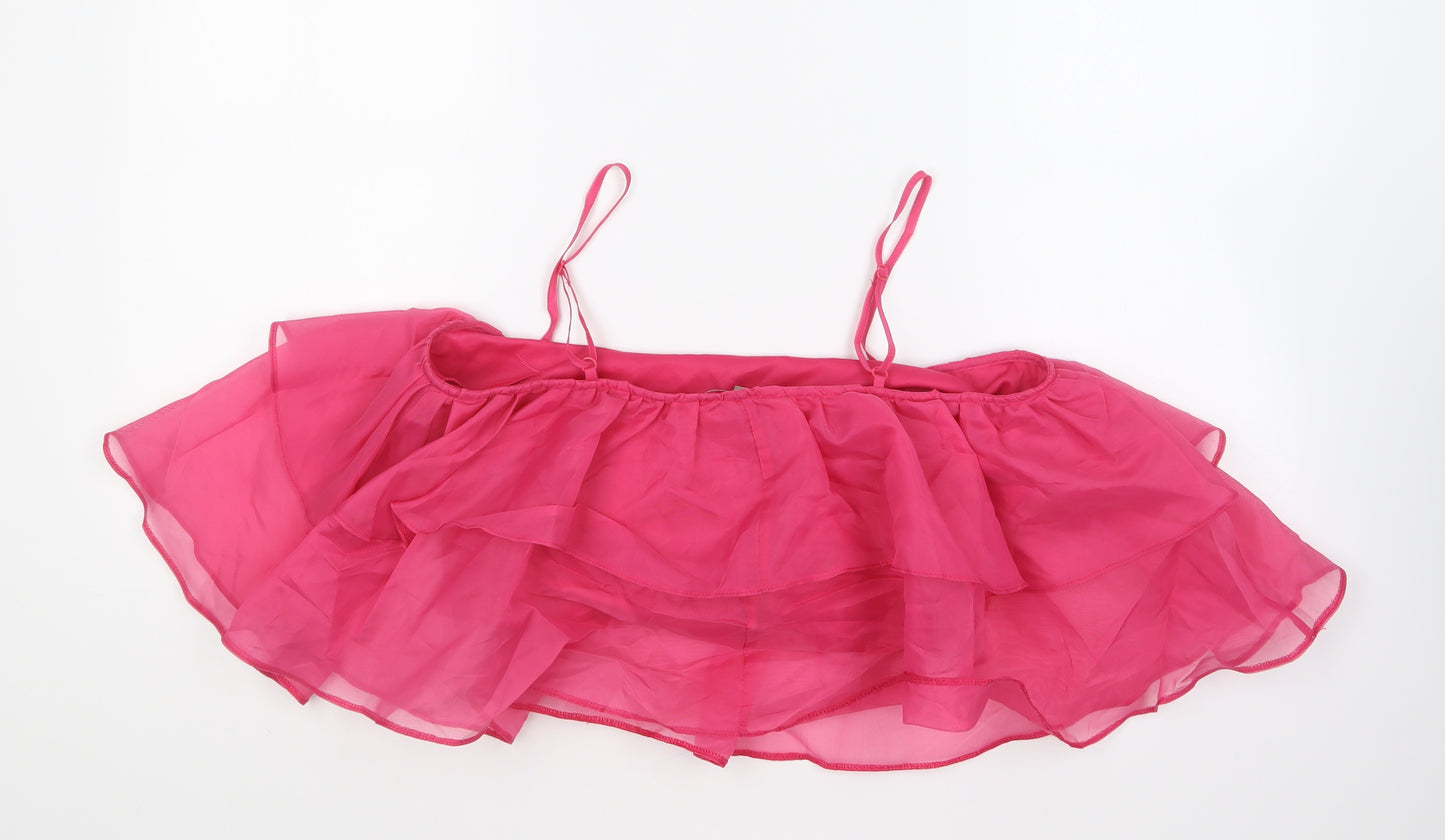 ASOS Womens Pink Polyester Cropped Blouse Size 10 Square Neck