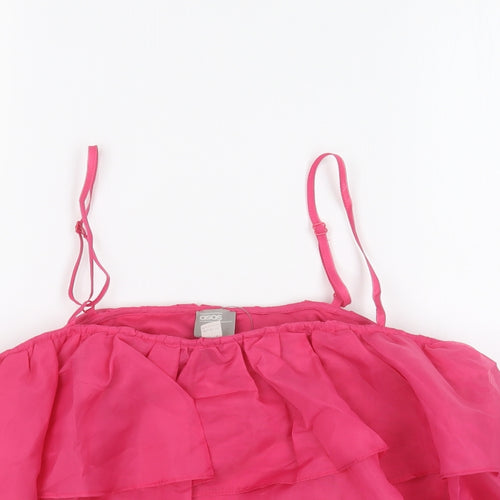 ASOS Womens Pink Polyester Cropped Blouse Size 10 Square Neck