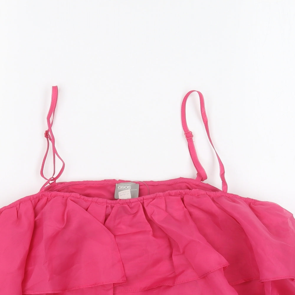ASOS Womens Pink Polyester Cropped Blouse Size 10 Square Neck