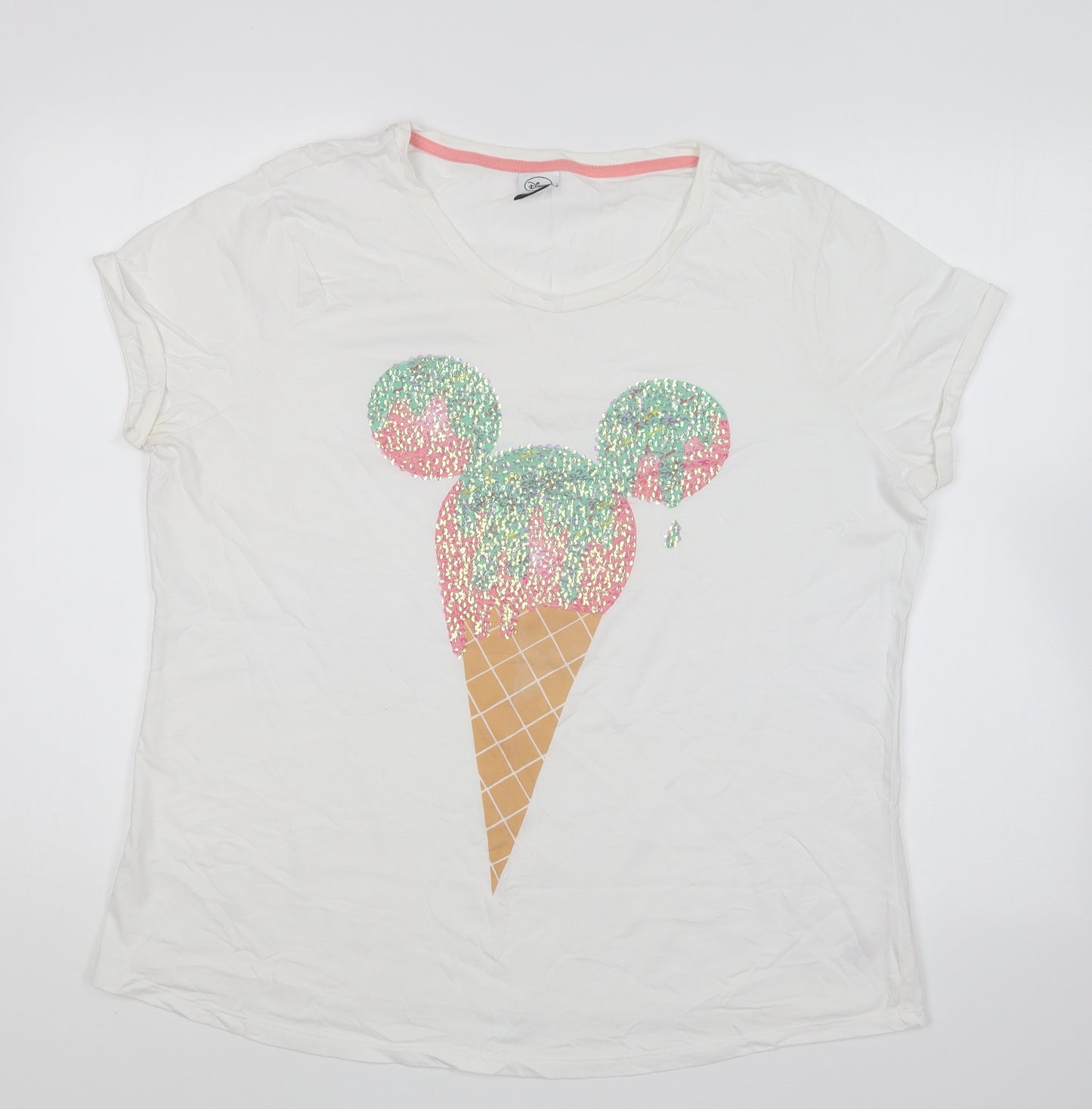 George Womens White Cotton Basic T-Shirt Size 20 Round Neck - Minnie Mouse