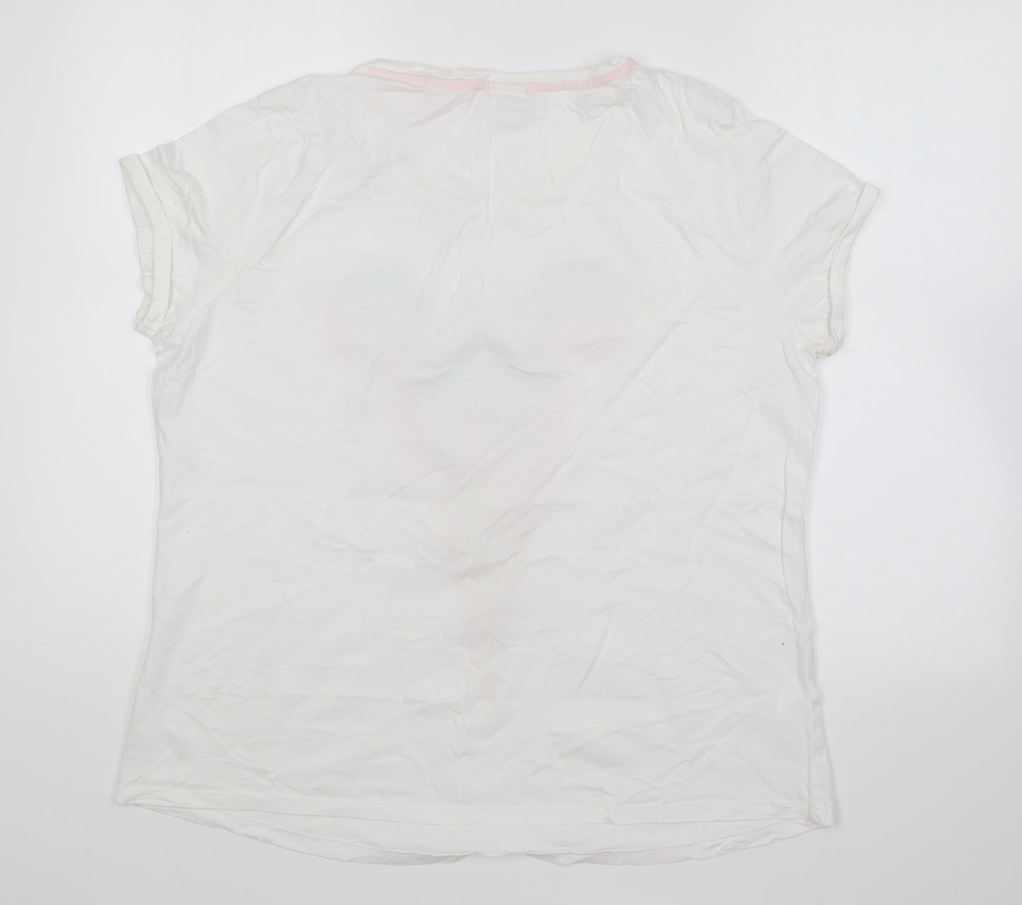 George Womens White Cotton Basic T-Shirt Size 20 Round Neck - Minnie Mouse