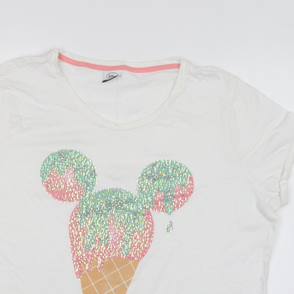 George Womens White Cotton Basic T-Shirt Size 20 Round Neck - Minnie Mouse