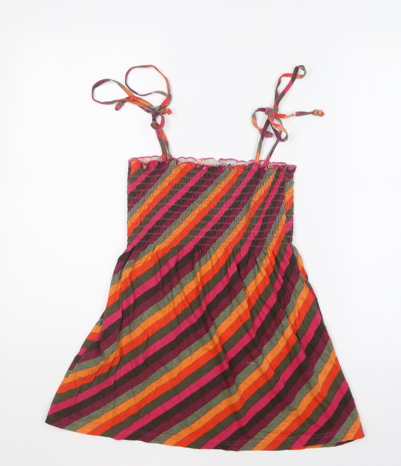 Atmosphere Womens Multicoloured Striped Cotton Camisole Blouse Size 10 Square Neck