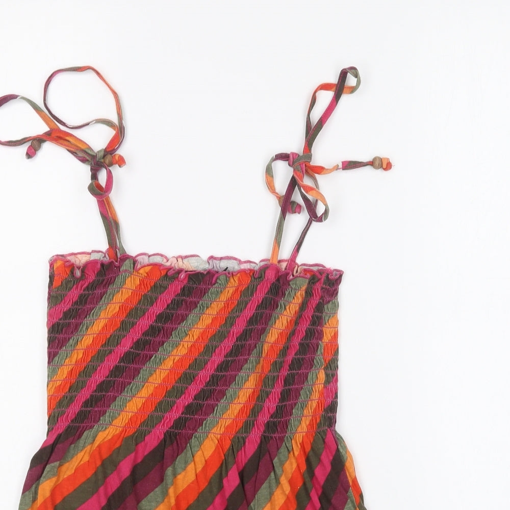 Atmosphere Womens Multicoloured Striped Cotton Camisole Blouse Size 10 Square Neck