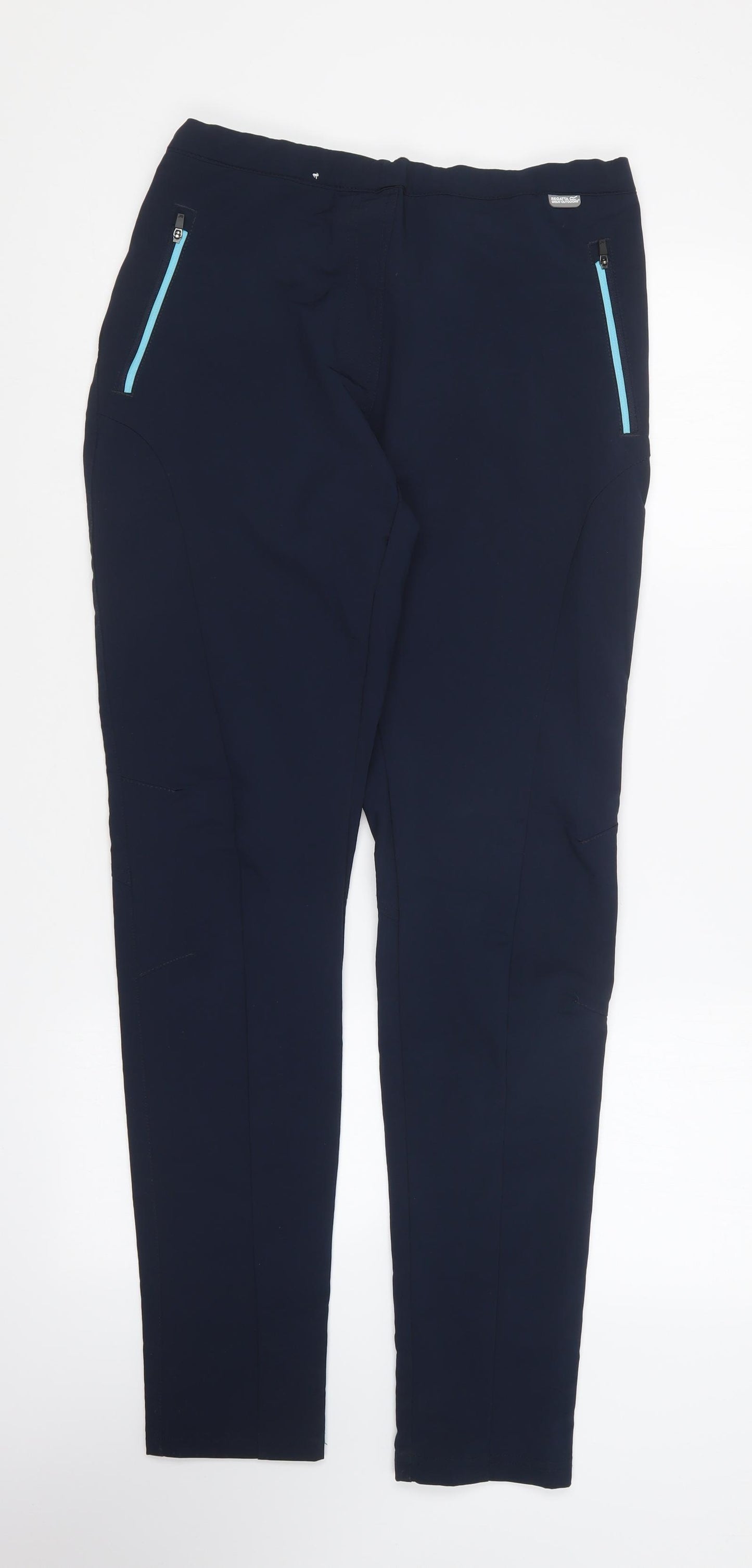 Regatta Womens Blue Polyester Rain Trousers Trousers Size 12 L30 in Regular Drawstring