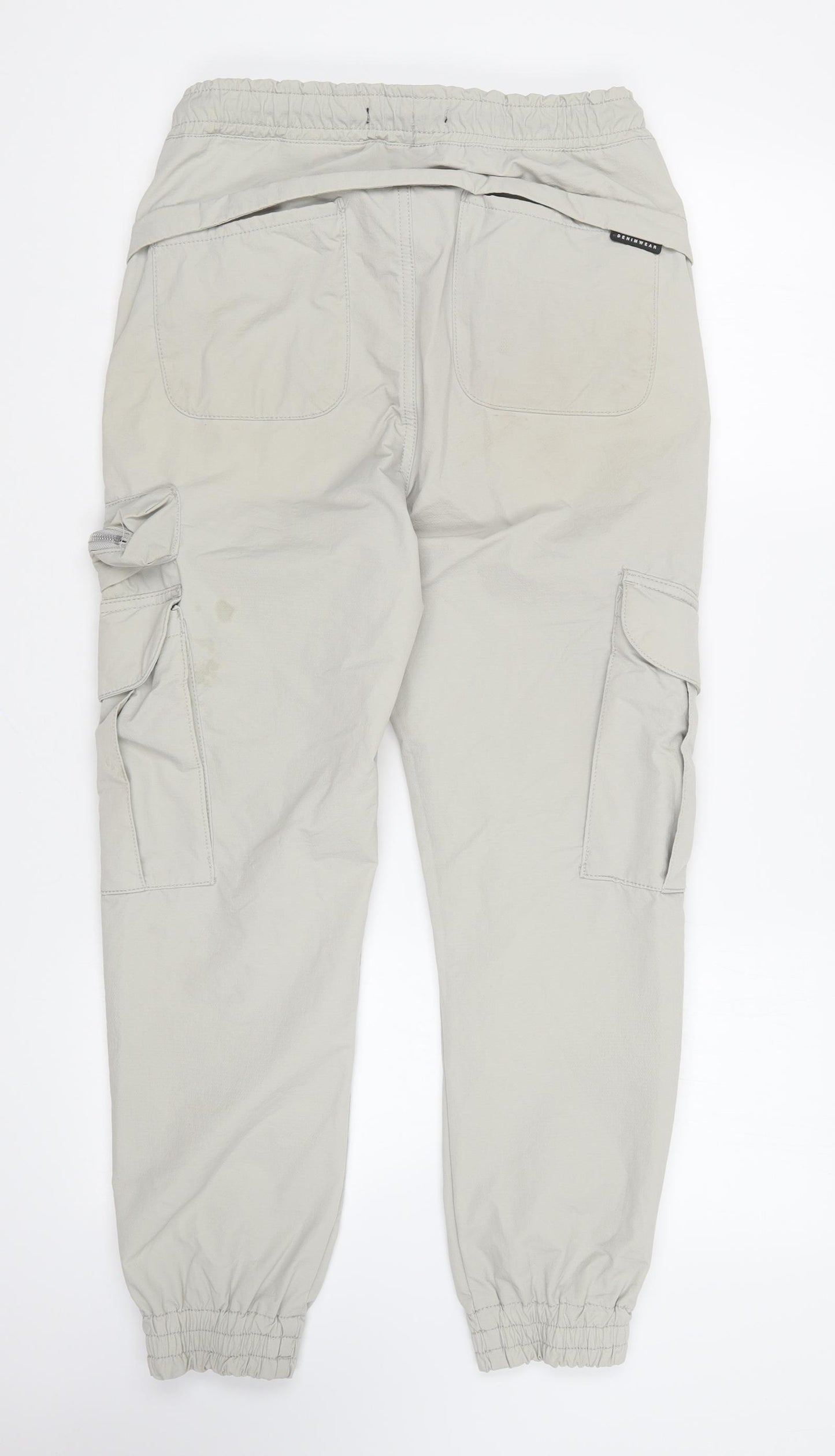 Zara Womens Grey Polyester Cargo Trousers Size M L26 in Regular Drawstring