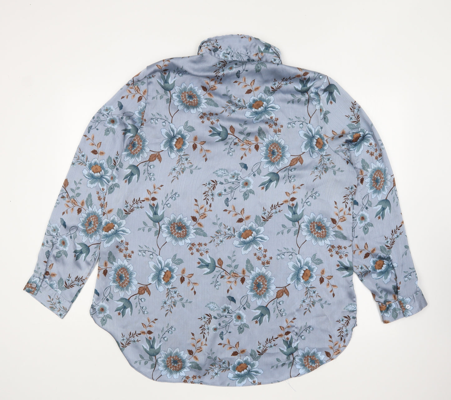 Primark Womens Blue Floral Polyester Basic Button-Up Size 18 Collared