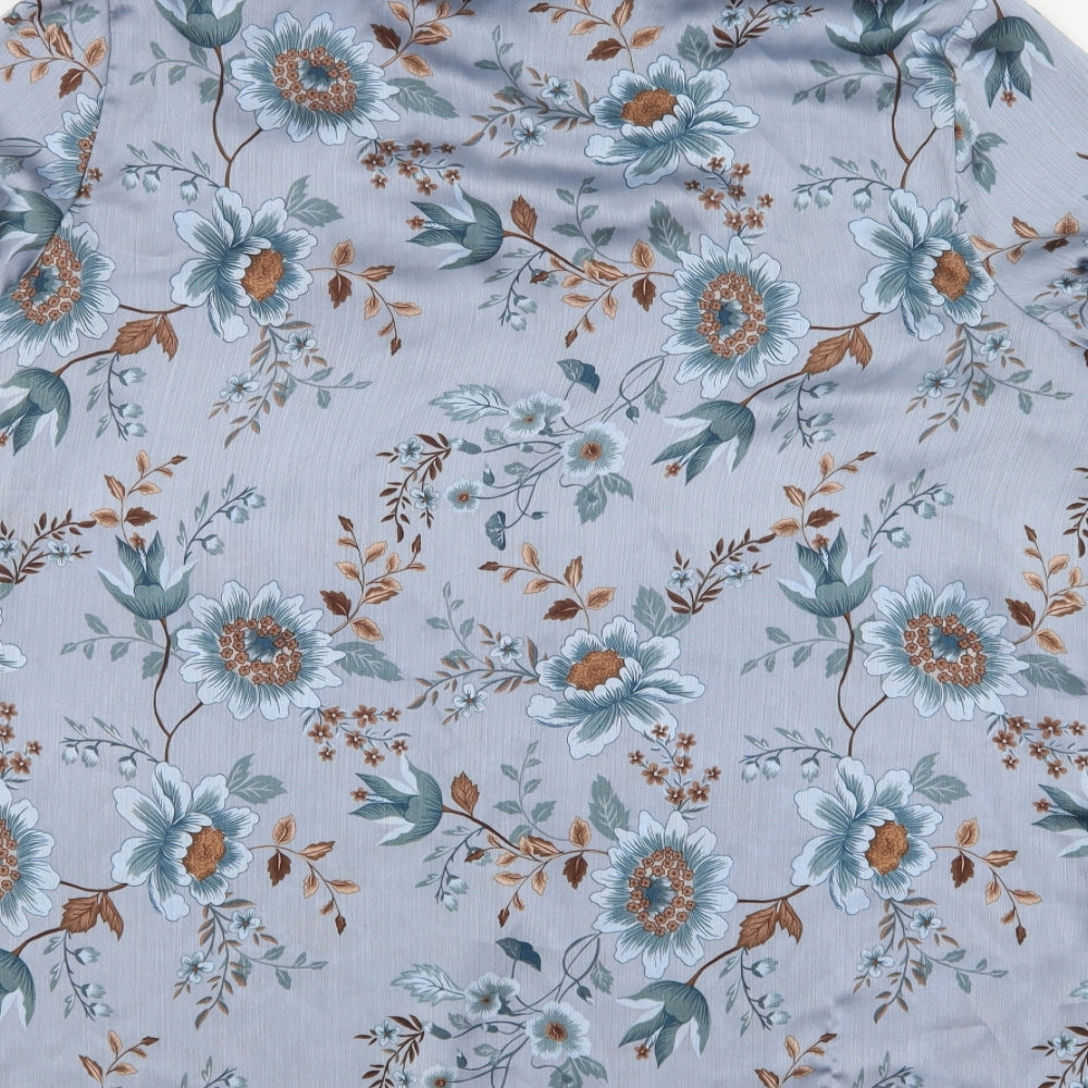 Primark Womens Blue Floral Polyester Basic Button-Up Size 18 Collared