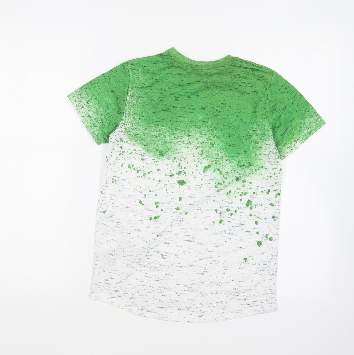 Primark Boys Green Cotton Basic T-Shirt Size 9-10 Years Round Neck Pullover - Lucky