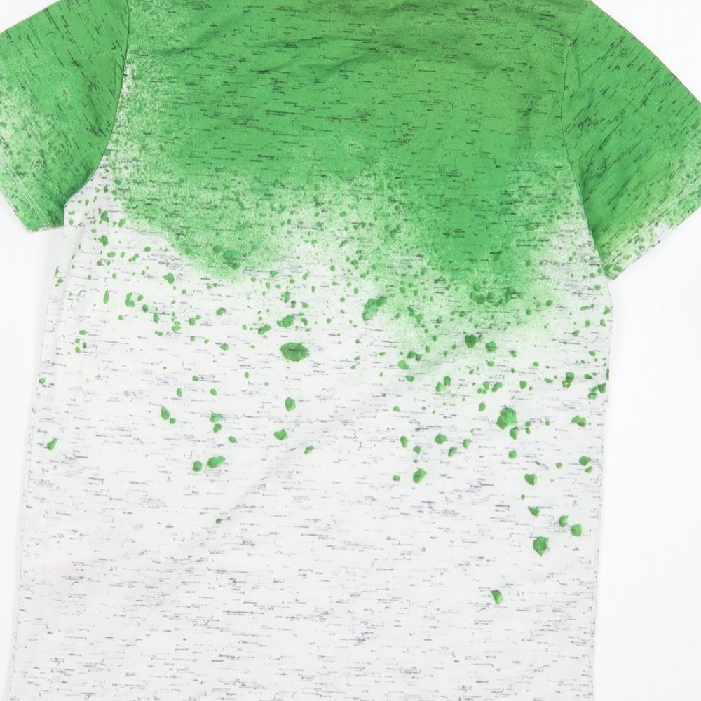 Primark Boys Green Cotton Basic T-Shirt Size 9-10 Years Round Neck Pullover - Lucky