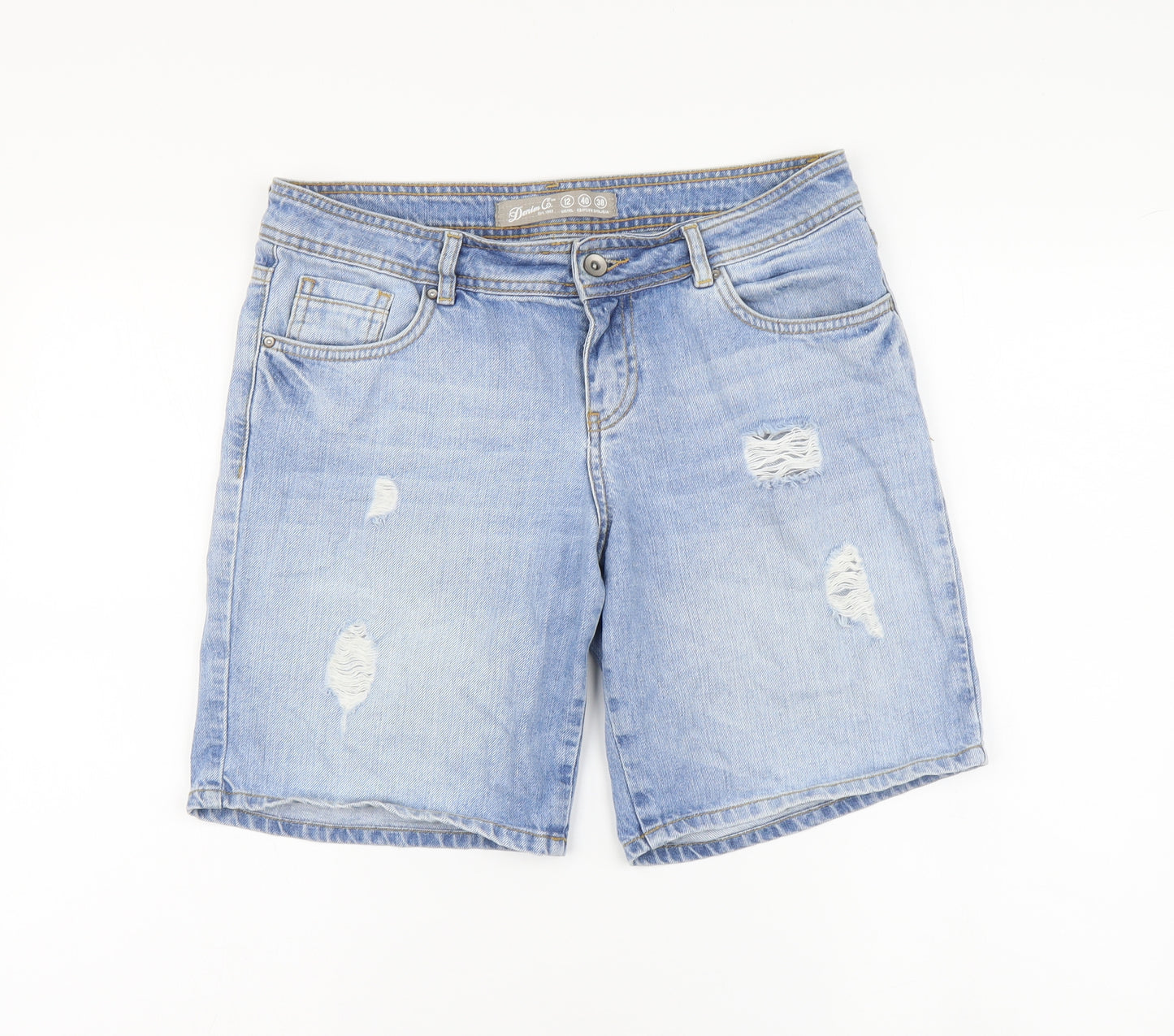 Denim & Co. Womens Blue Cotton Bermuda Shorts Size 12 L9 in Regular Button