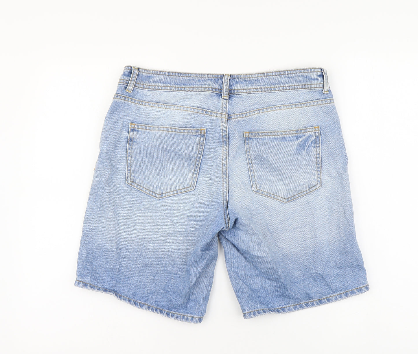 Denim & Co. Womens Blue Cotton Bermuda Shorts Size 12 L9 in Regular Button