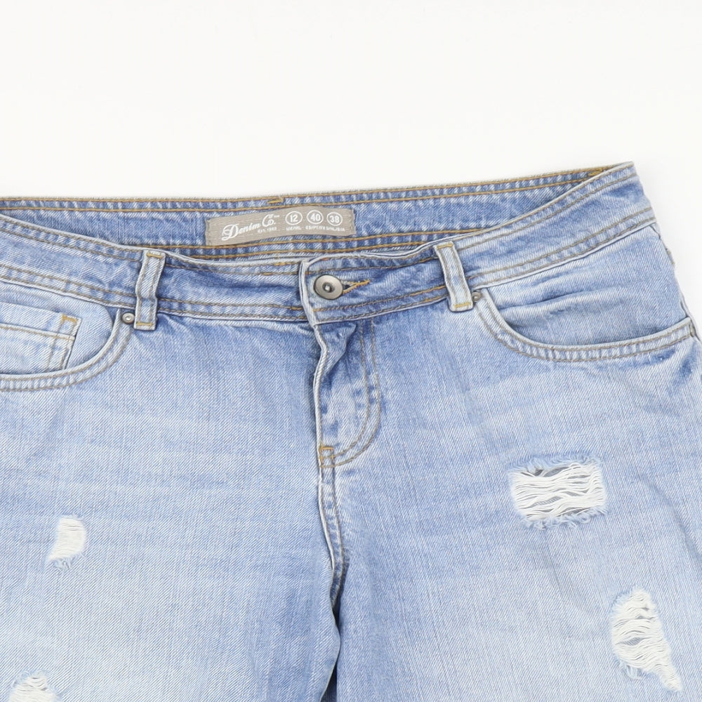 Denim & Co. Womens Blue Cotton Bermuda Shorts Size 12 L9 in Regular Button