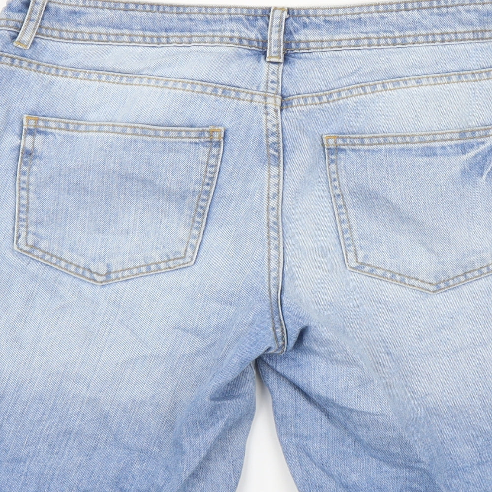 Denim & Co. Womens Blue Cotton Bermuda Shorts Size 12 L9 in Regular Button