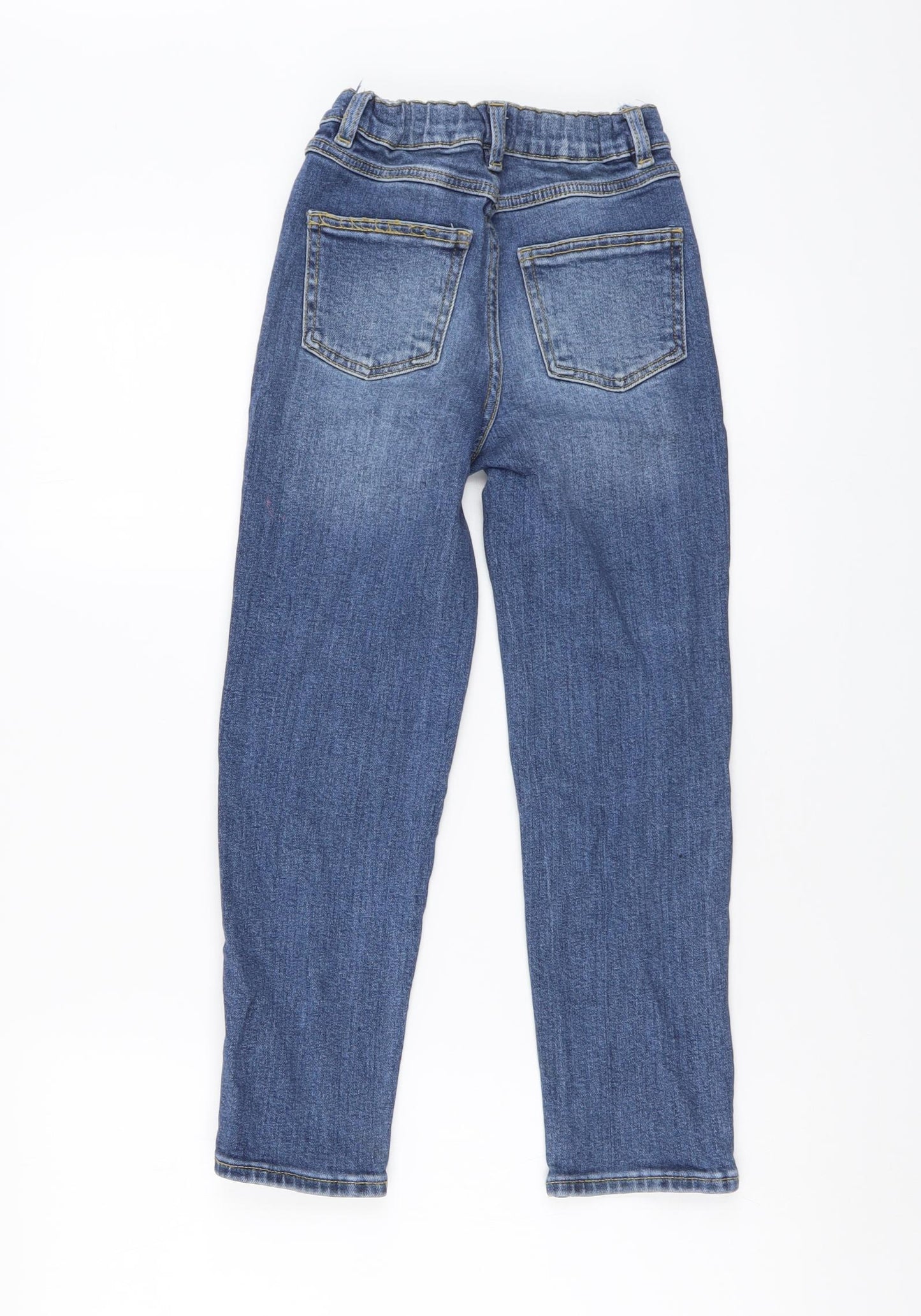 George Girls Blue Cotton Boyfriend Jeans Size 7-8 Years Regular Button