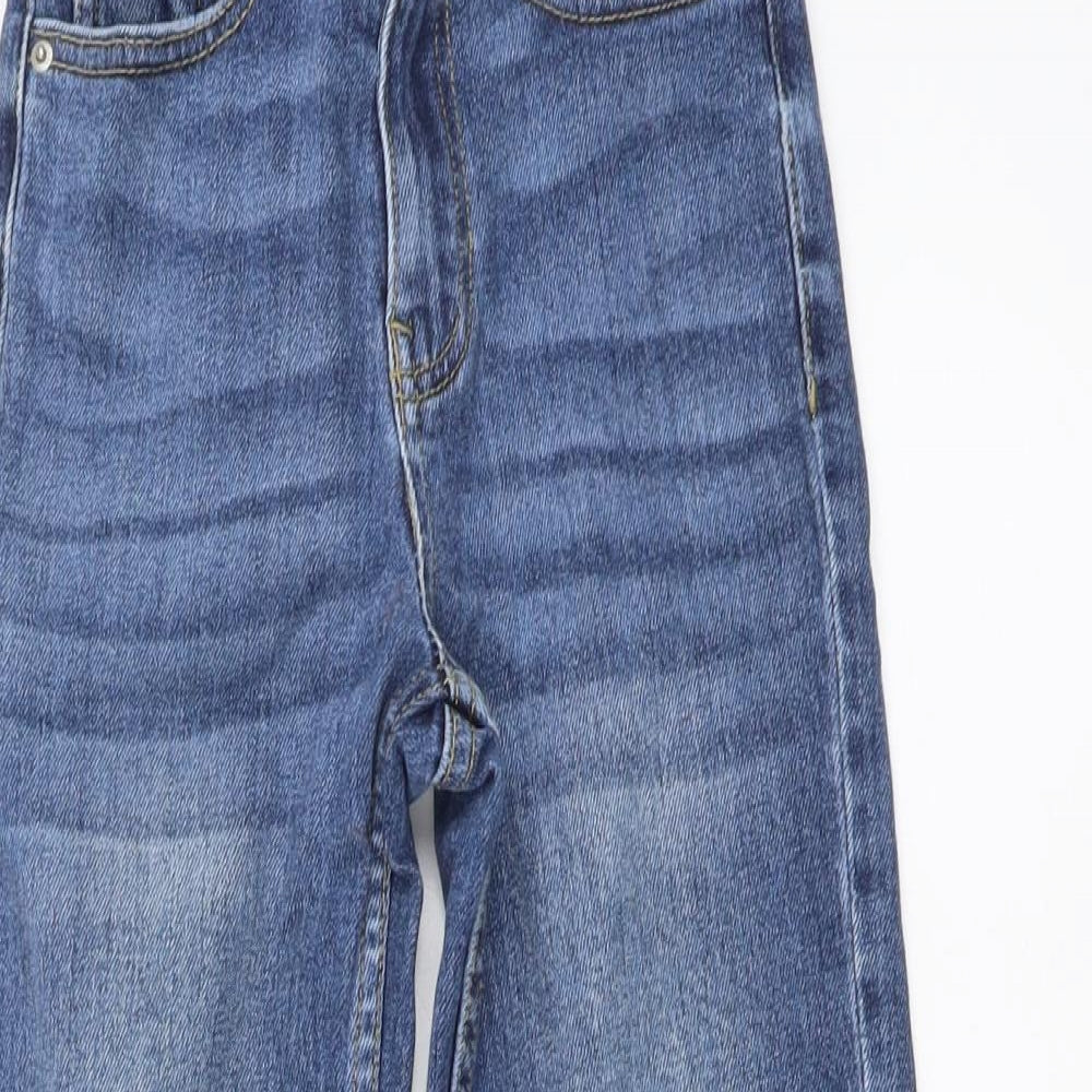 George Girls Blue Cotton Boyfriend Jeans Size 7-8 Years Regular Button