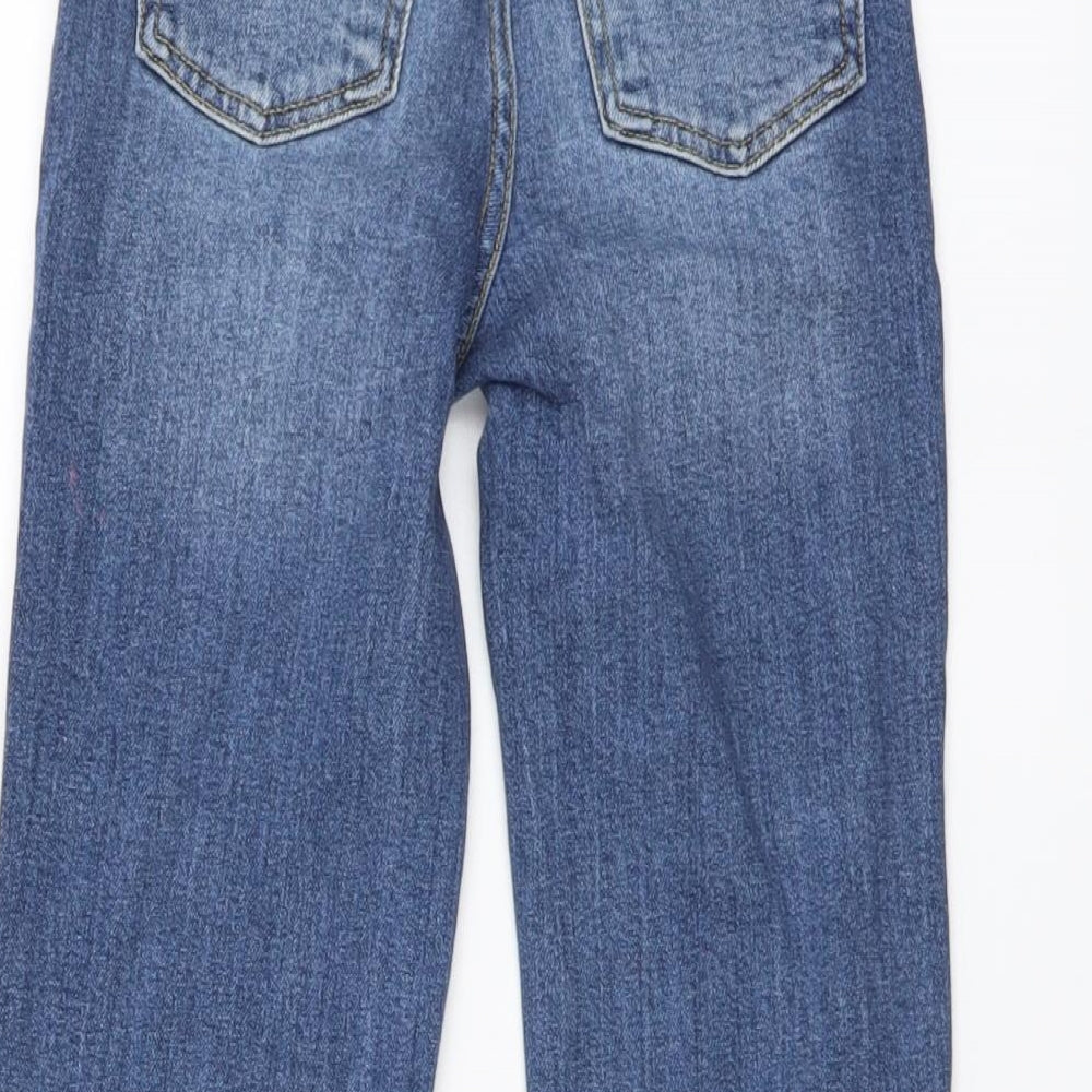 George Girls Blue Cotton Boyfriend Jeans Size 7-8 Years Regular Button