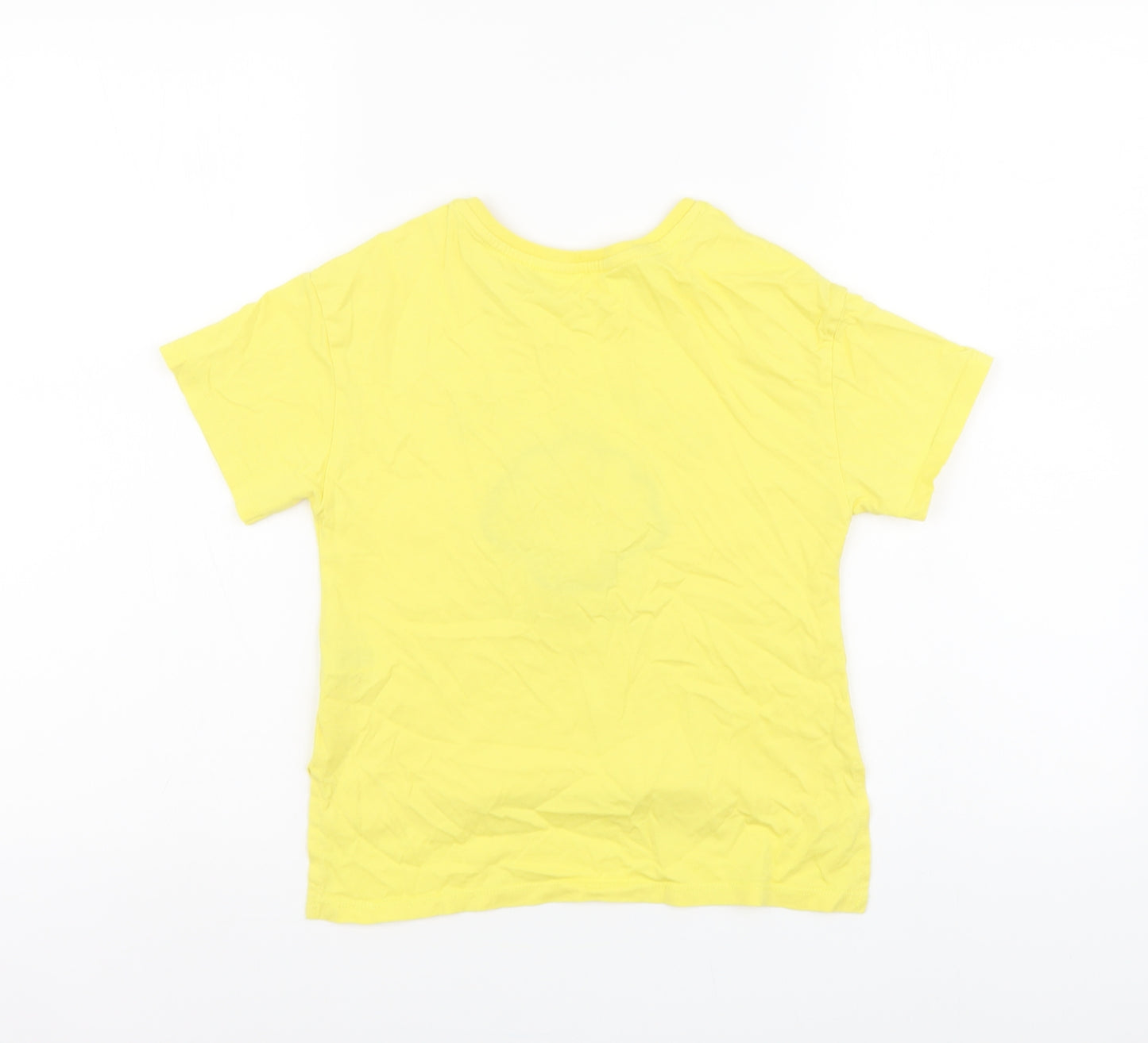 Dunnes Stores Girls Yellow Cotton Basic T-Shirt Size 8-9 Years Round Neck Pullover - Shell